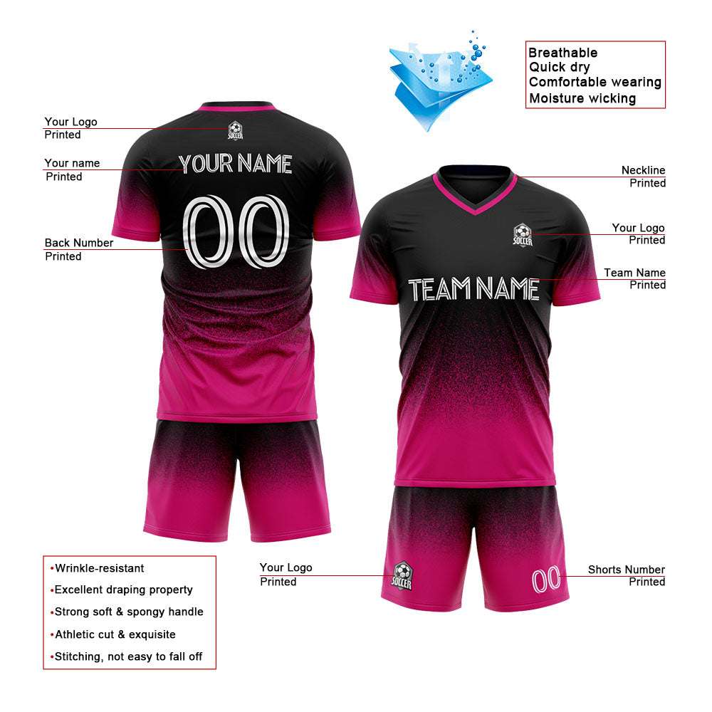 Custom Soccer Jerseys for Men Women Personalized Soccer Uniforms for Adult and Kid Hot pink&Black enthsush