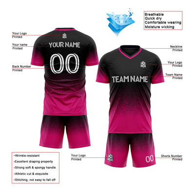 Custom Soccer Jerseys for Men Women Personalized Soccer Uniforms for Adult and Kid Hot pink&Black enthsush