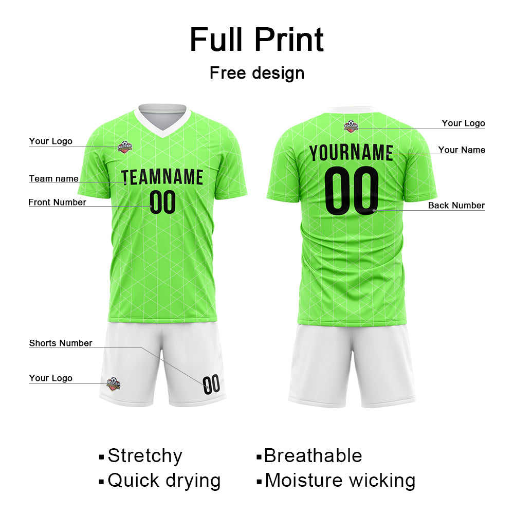 Custom Soccer Jerseys for Men Women Personalized Soccer Uniforms for Adult and Kid Neon Green-White enthsush