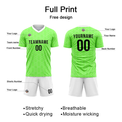 Custom Soccer Jerseys for Men Women Personalized Soccer Uniforms for Adult and Kid Neon Green-White enthsush