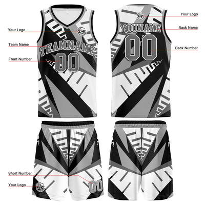 Custom White Black Grey Basketball Jersey Uniform Suit Printed Your Logo Name Number enthsush