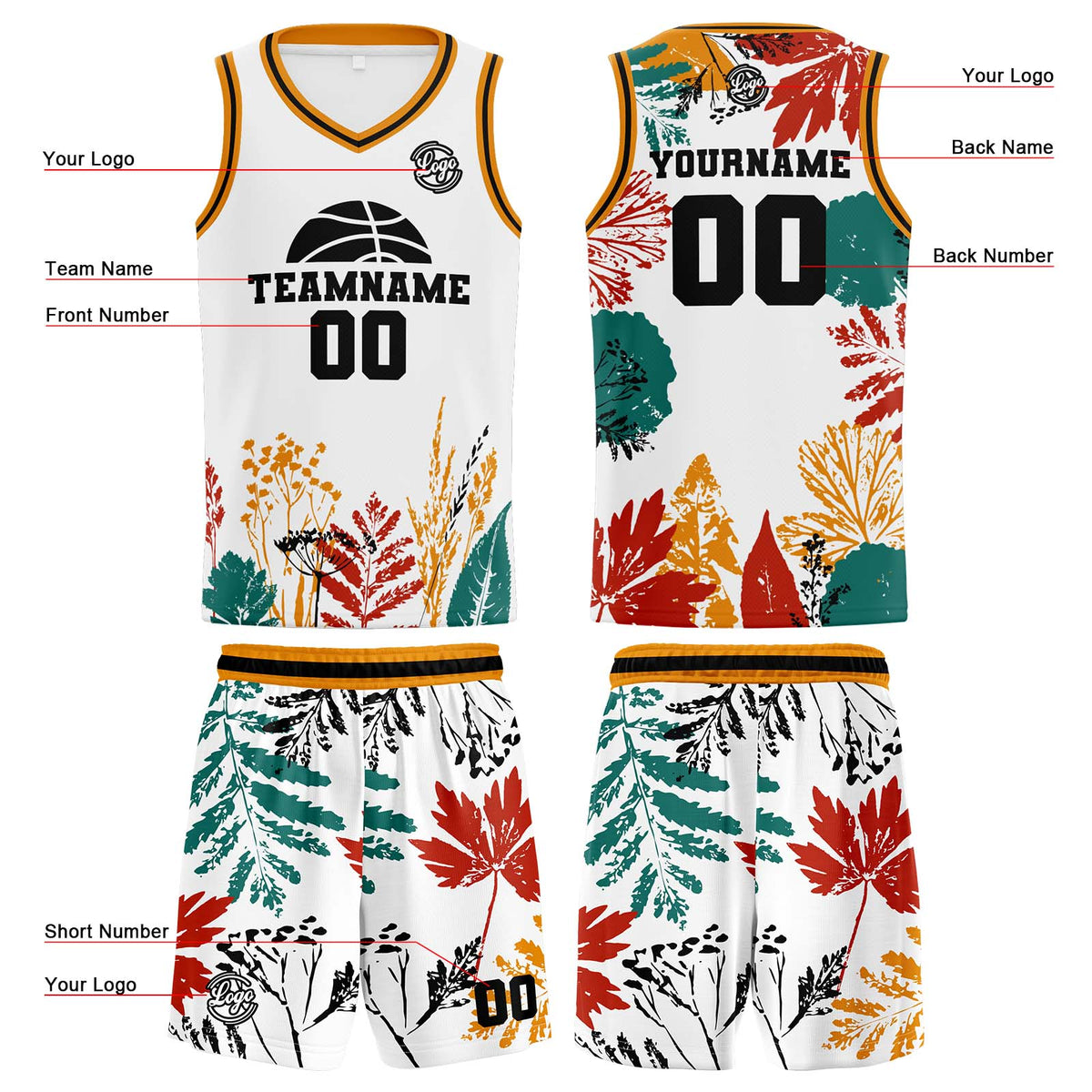 Custom White Orange Basketball Jersey Uniform Suit Printed Your Logo Name Number enthsush