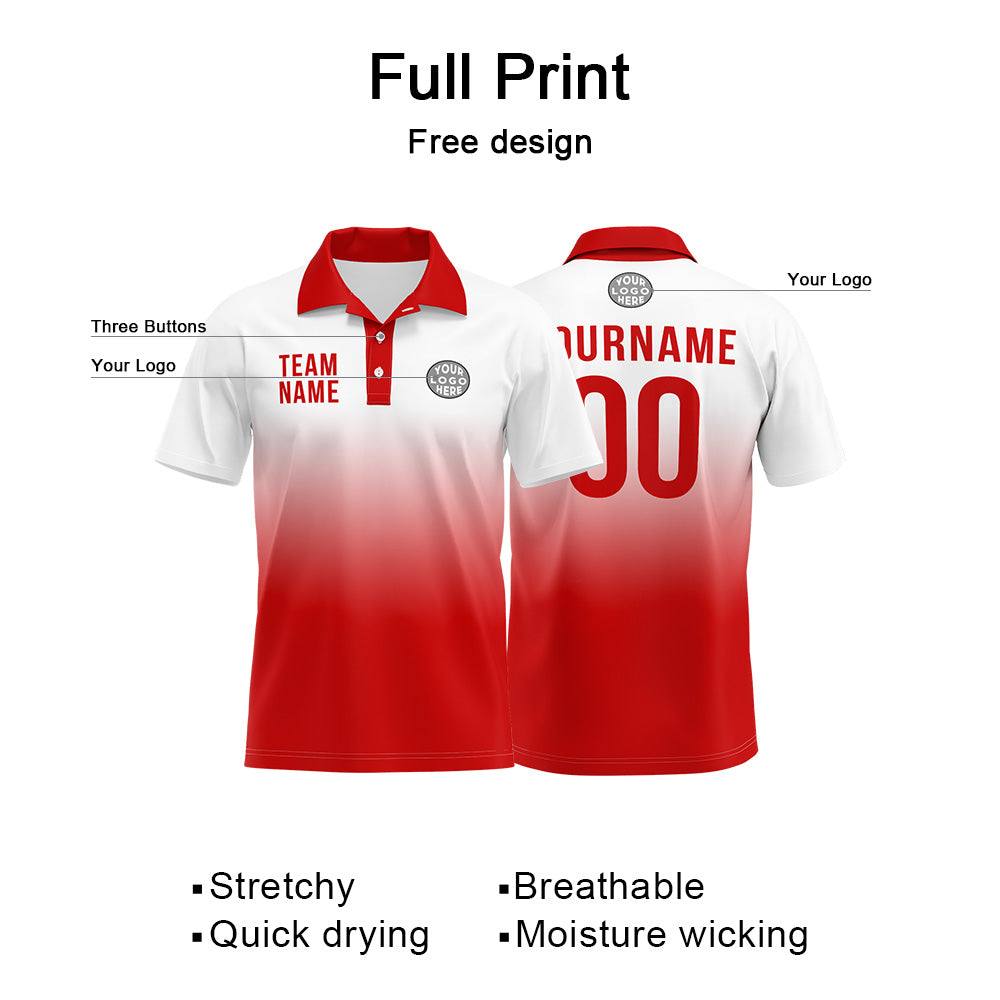 Custom Red Football Polo Shirts Add Your Unique Logo/Name/Number enthsush