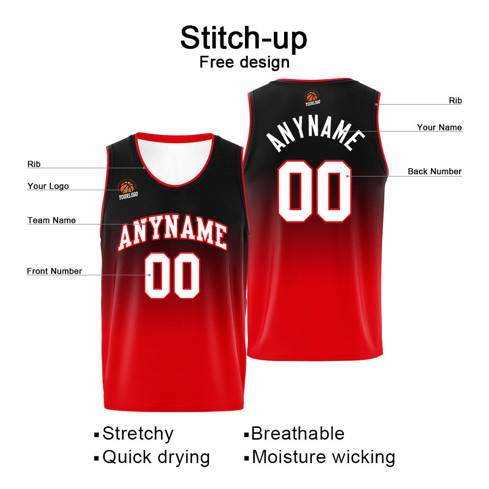 Custom Basketball Jersey Personalized Stitched Team Name Number Logo Black&Red enthsush