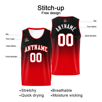 Custom Basketball Jersey Personalized Stitched Team Name Number Logo Black&Red enthsush