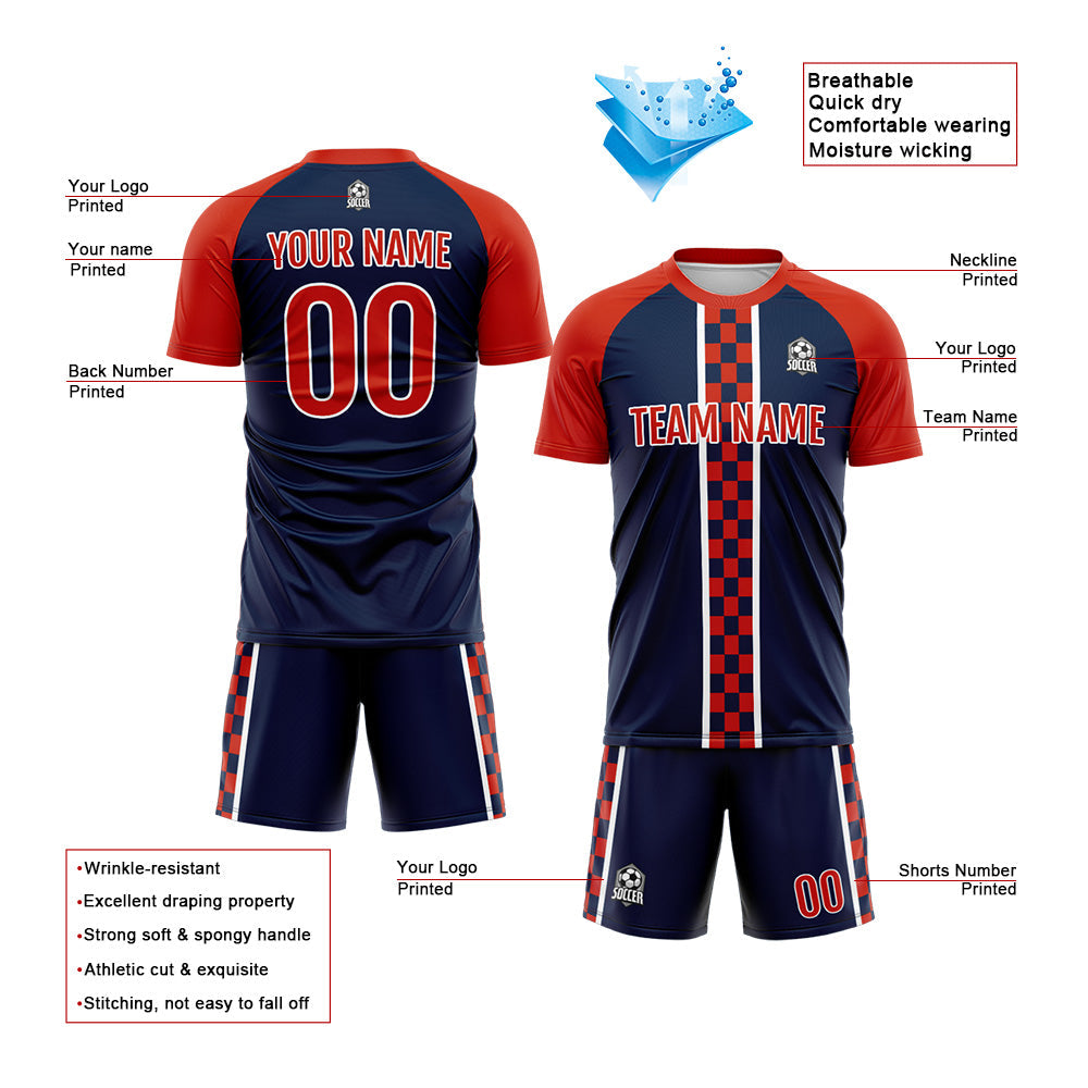 Custom Soccer Jerseys for Men Women Personalized Soccer Uniforms for Adult and Kid Red-Navy enthsush