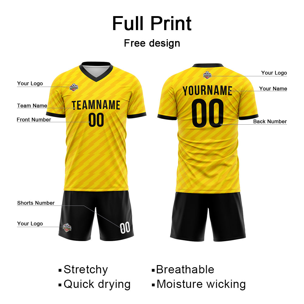 Custom Soccer Jerseys for Men Women Personalized Soccer Uniforms for Adult and Kid Yellow-Black enthsush