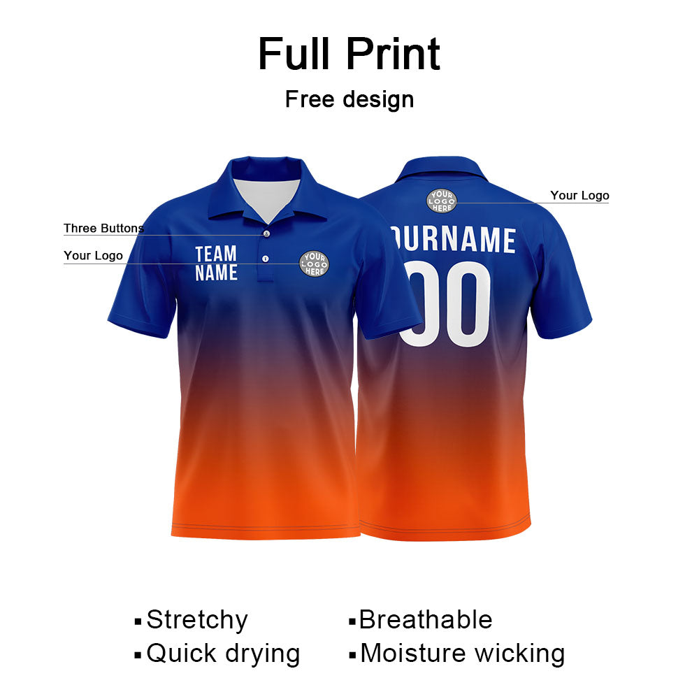 Custom Royal Orange Football Polo Shirts Add Your Unique Logo/Name/Number enthsush