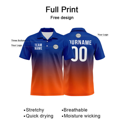 Custom Royal Orange Football Polo Shirts Add Your Unique Logo/Name/Number enthsush
