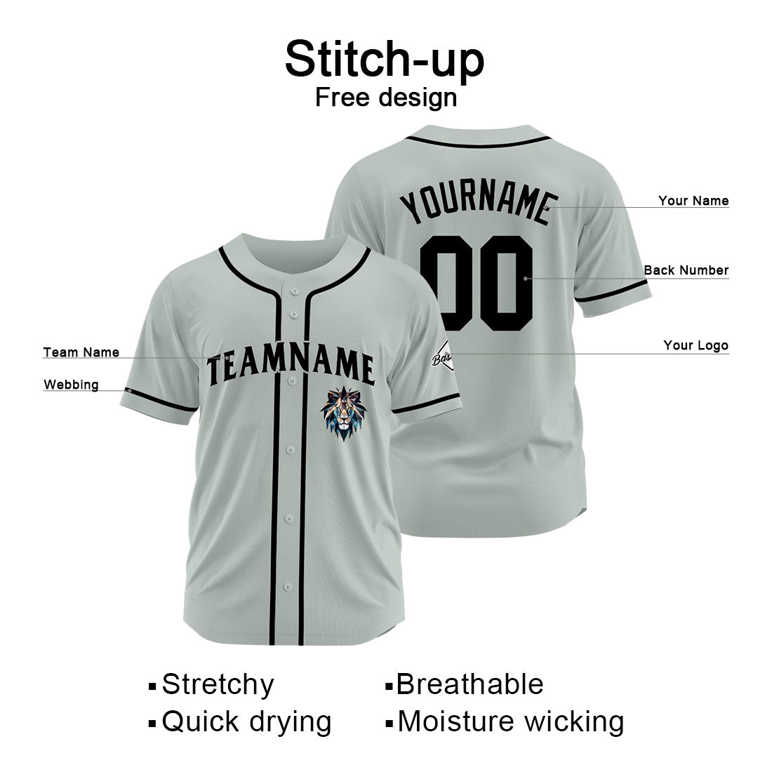 Custom Baseball Uniforms High-Quality for Adult Kids Optimized for Performance Gray enthsush