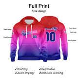 Custom Gradient Hoodie For Man Woman Girl Boy Print Your Logo Name Number Red Purple Blue