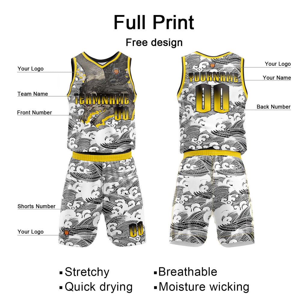 Custom Brown Yellow Basketball Jersey Uniform Suit Printed Your Logo Name Number enthsush