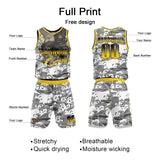 Custom Brown Yellow Basketball Jersey Uniform Suit Printed Your Logo Name Number