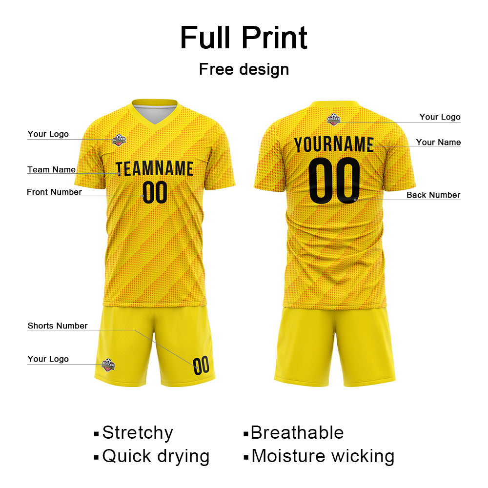 Custom Soccer Jerseys for Men Women Personalized Soccer Uniforms for Adult and Kid Yellow enthsush