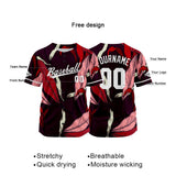 Custom Full Print Design Authentic Baseball Jersey red-black