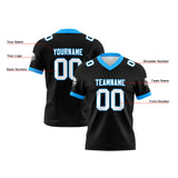 Custom Black Sky Blue Football Jersey Personalized Football Shirts for Men Women  Printed Team Name Number Logo