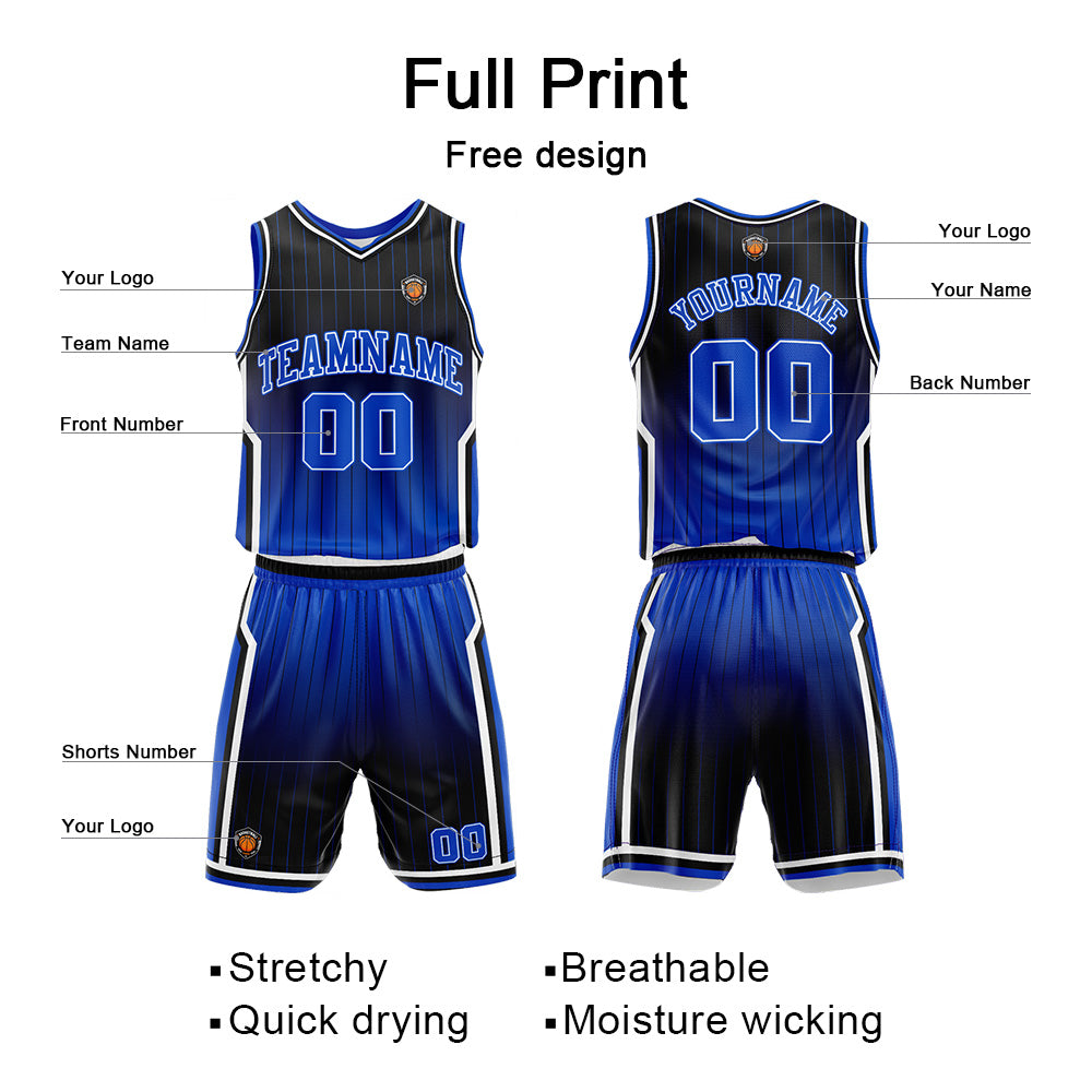 Custom Gradient Royal Reversible Basketball Suit for Adults and Kids Personalized Jersey enthsush