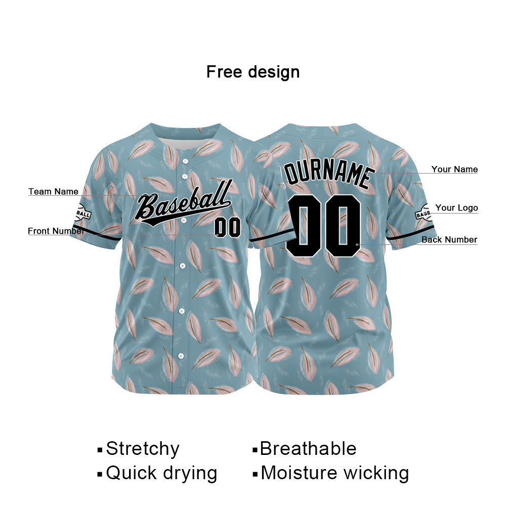 Custom Full Print Design Authentic Baseball Jersey gray blue enthsush