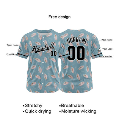 Custom Full Print Design Authentic Baseball Jersey gray blue enthsush