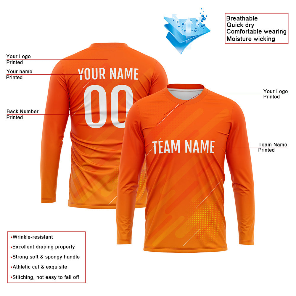 Custom Basketball Soccer Football Shooting Long T-Shirt for Adults and Kids Orange enthsush