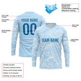 Custom Basketball Soccer Football Shooting Long T-Shirt for Adults and Kids Light Blue-White