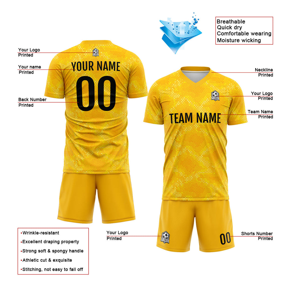 Custom Yellow Soccer Jerseys for Men Women Personalized Soccer Uniforms for Adult and Kid enthsush