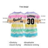 Custom Full Print Design Authentic Baseball Jersey yellow-pink-aqua