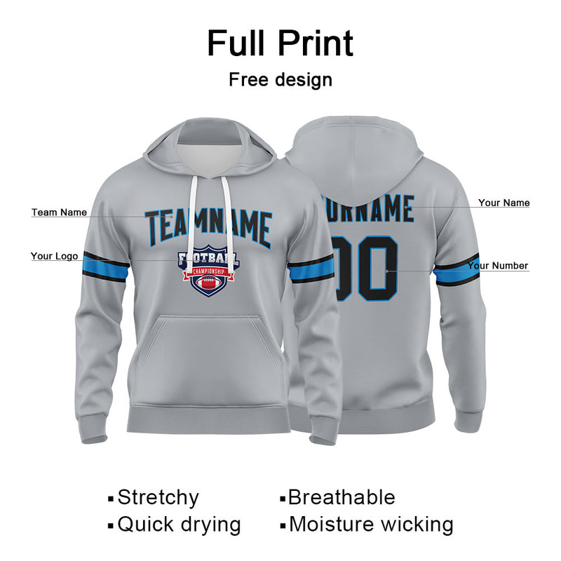 Custom Sweatshirt Hoodie For Man Woman Girl Boy Print Your Logo Name Number Gray