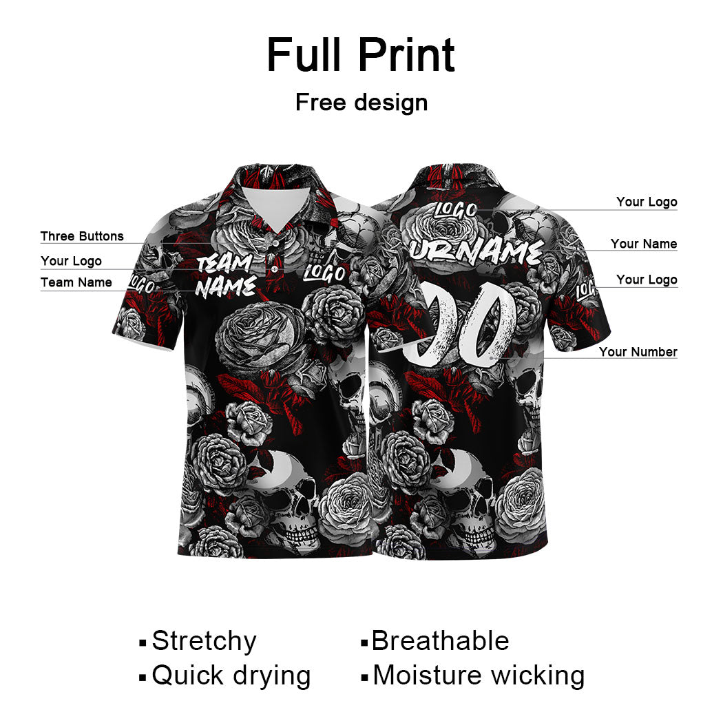 Custom Football Polo Shirts  Add Your Unique Logo/Name/Number Grey&Red enthsush