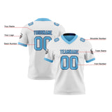 Custom White Light Blue Reversible Gradient Football Jersey Personalized Football Shirts for Men Women  Printed Team Name Number Logo