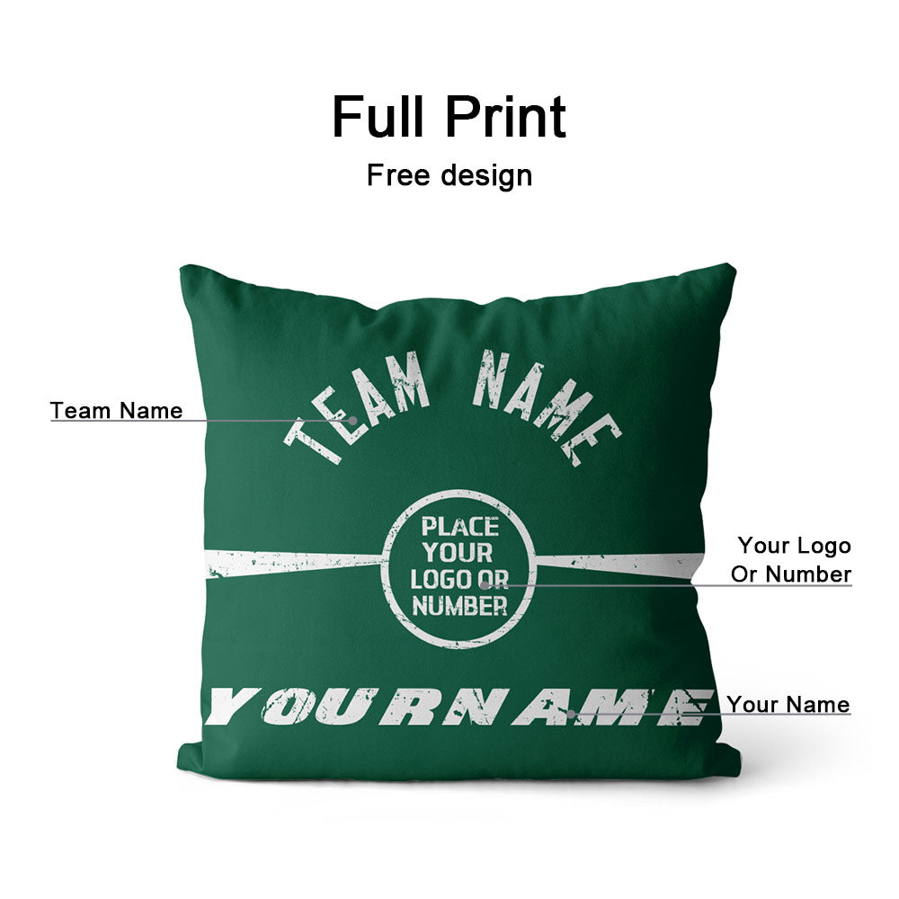 Custom Football Throw Pillow for Men Women Boy Gift Printed Your Personalized Name Number Green & White enthsush