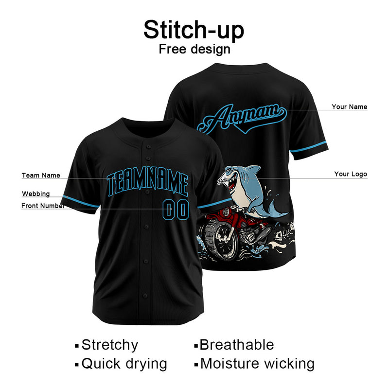 Custom Baseball Uniforms High-Quality for Adult Kids Optimized for Performance Motor shark-Black