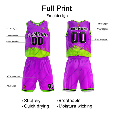 Custom Purple Green Basketball Jersey Uniform Suit Printed Your Logo Name Number enthsush