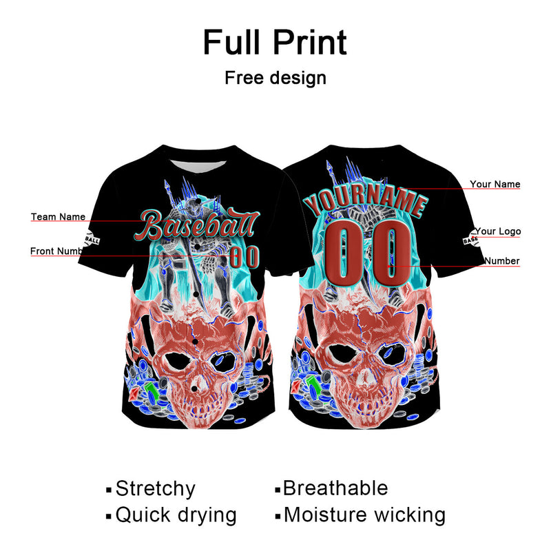 Custom Black Jersey Personalized Baseball Shirt for Men Women Kids Youth