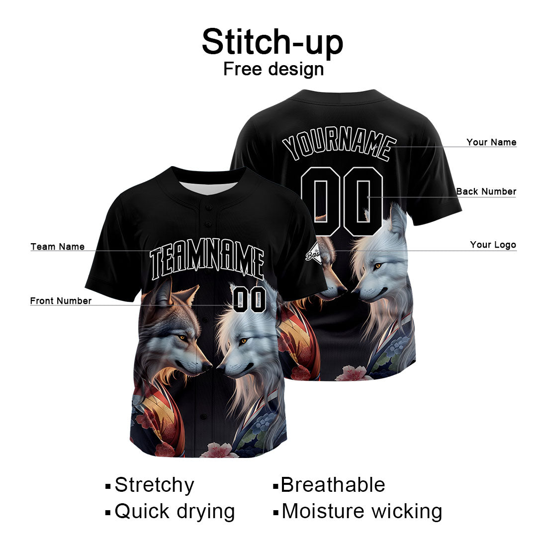 Custom Baseball Uniforms High-Quality for Adult Kids Optimized for Performance Kimono Wolf enthsush