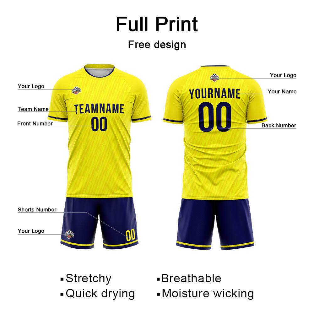 Custom Soccer Jerseys for Men Women Personalized Soccer Uniforms for Adult and Kid Yellow-Navy enthsush