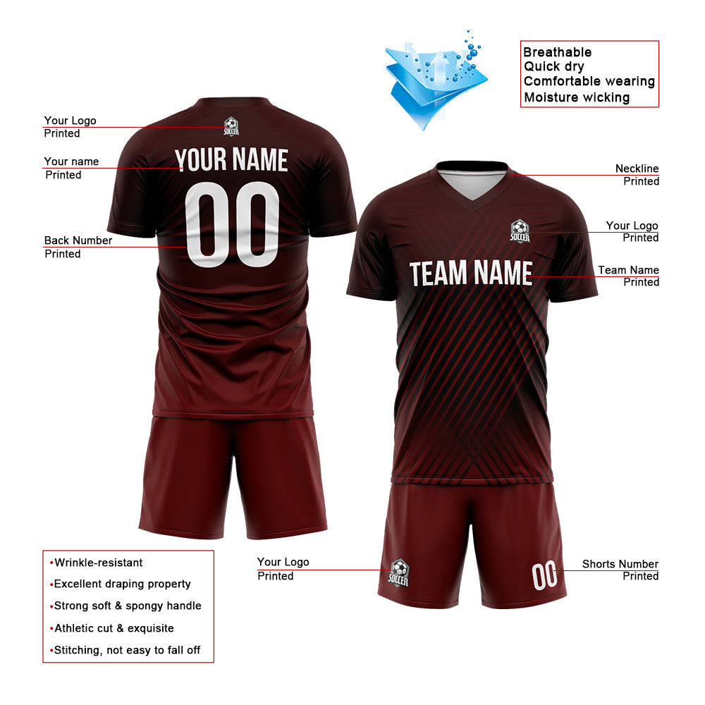 Custom Soccer Jerseys for Men Women Personalized Soccer Uniforms for Adult and Kid Burgundy&White enthsush