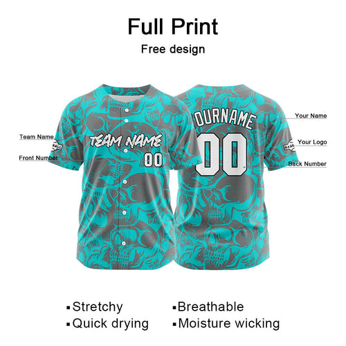 Custom Baseball Jersey Personalized Baseball Shirt for Men Women Kids Youth Teams Stitched and Print Light Blue&Grey enthsush