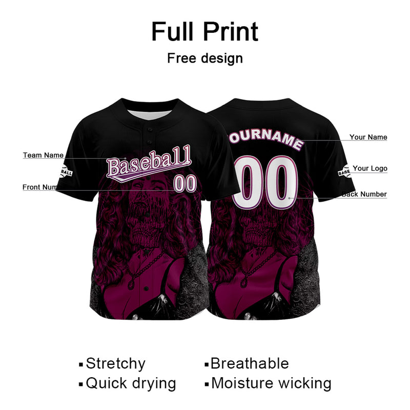 Custom Black Jersey Personalized Baseball Shirt for Men Women Kids Youth