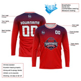 Custom Basketball Soccer Football Shooting Long T-Shirt for Adults and Kids Navy&Red
