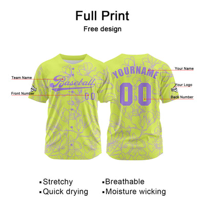 Custom Bright Green Jersey Personalized Baseball Shirt for Men Women Kids Youth enthsush