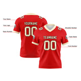 Custom Red Cream Football Jersey Personalized Football Shirts for Men Women  Printed Team Name Number Logo
