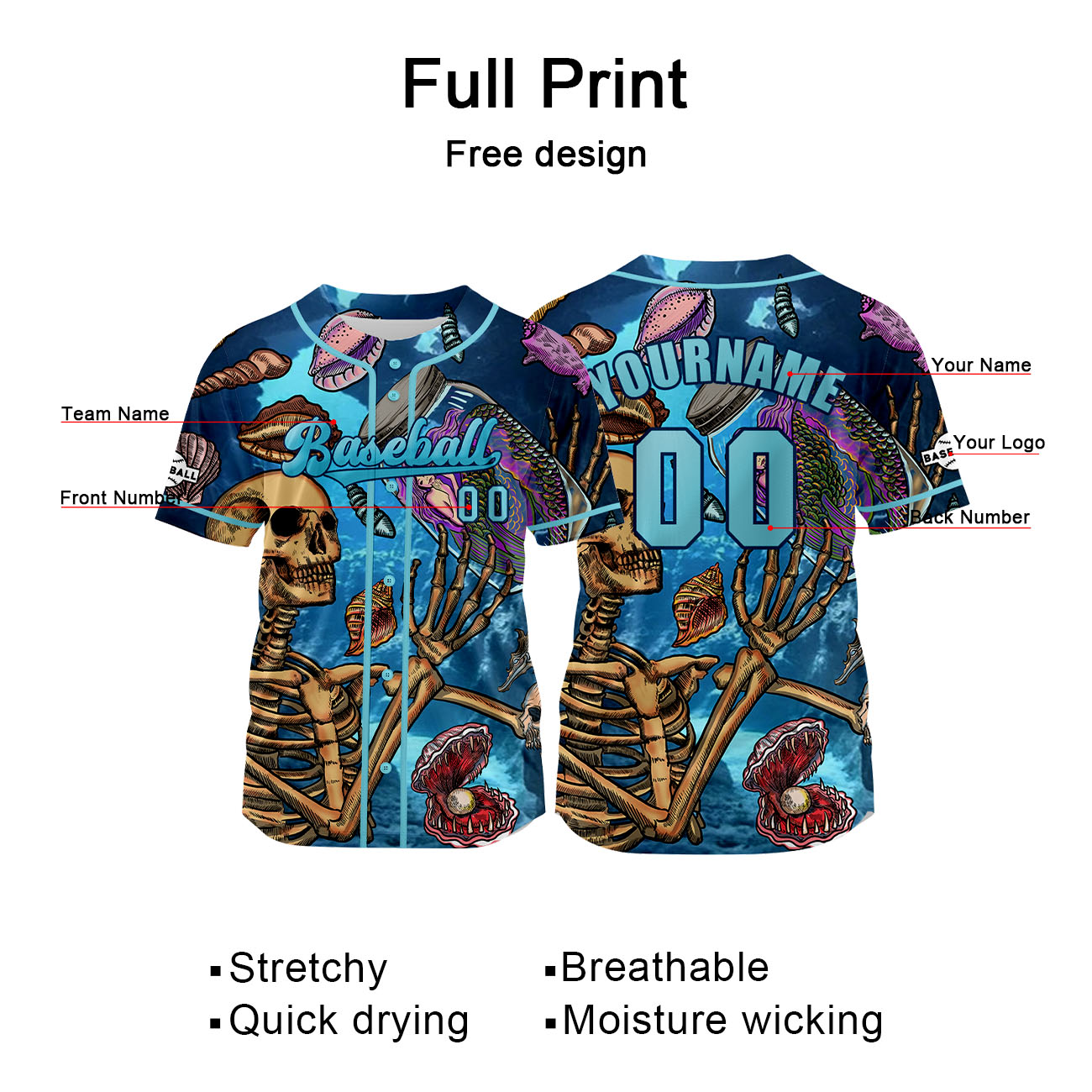 Custom Bule Jersey Personalized Baseball Shirt for Men Women Kids Youth enthsush