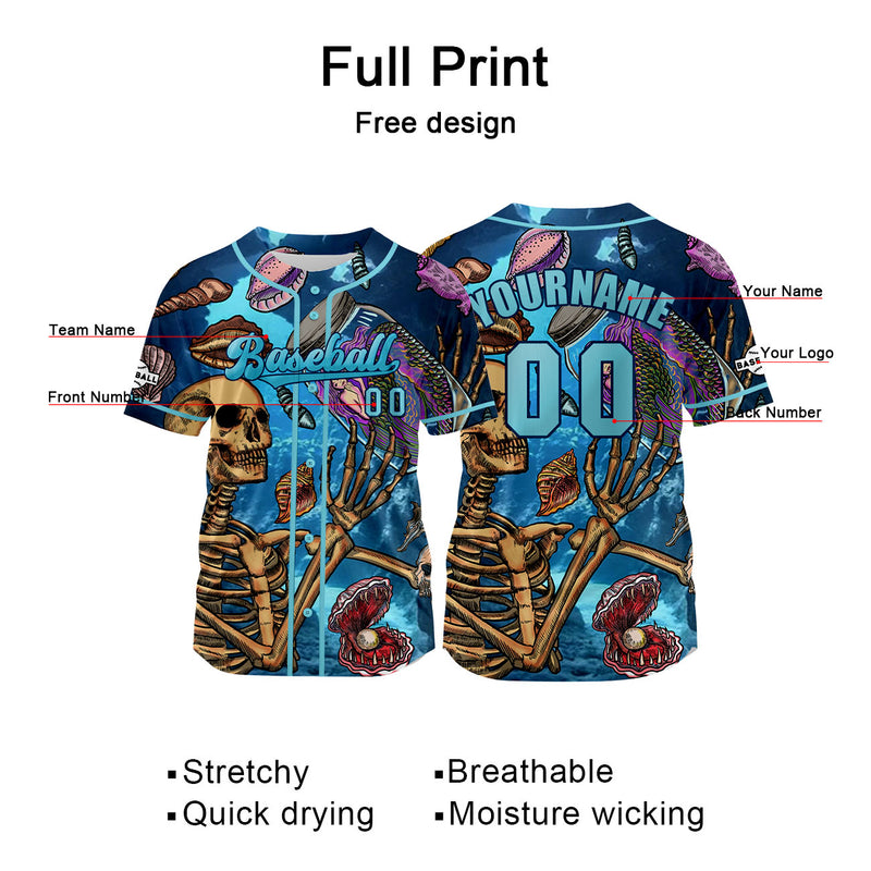 Custom Bule Jersey Personalized Baseball Shirt for Men Women Kids Youth