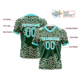 Custom Green Blue Reversible Football Jersey Personalized Gradient Football Shirts for Men Printed Team Name Number Logo
