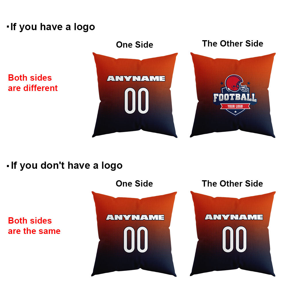 Custom Football Throw Pillow for Men Women Boy Gift Printed Your Personalized Name Number Navy&Orange&Gray enthsush