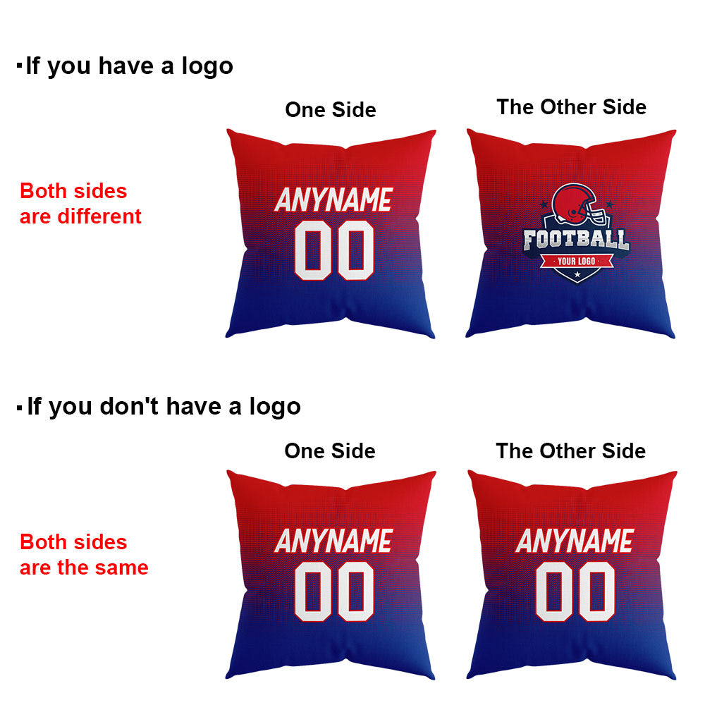 Custom Football Throw Pillow for Men Women Boy Gift Printed Your Personalized Name Number Red&Royal&White enthsush