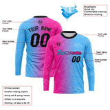 Custom Basketball Soccer Football Shooting Long T-Shirt for Adults and Kids Pink&Light Blue