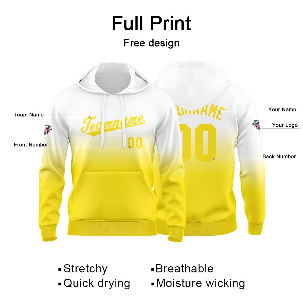Custom Gradient Hoodie For Man Woman Girl Boy Print Your Logo Name Number Yellow enthsush