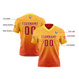 Custom Red Yellow Football Jersey Personalized Gradient Football Shirts for Men Printed Team Name Number Logo